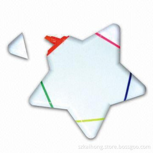 Highlighter Markers with Star Shape, Made ABS and PP Materials